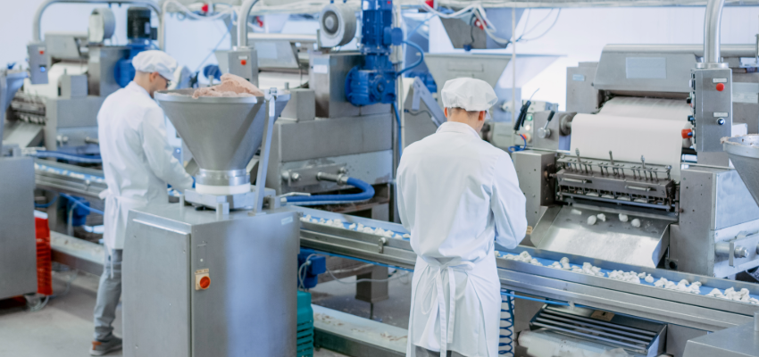 deux personnes travaillant sur une ligne de production alimentaire